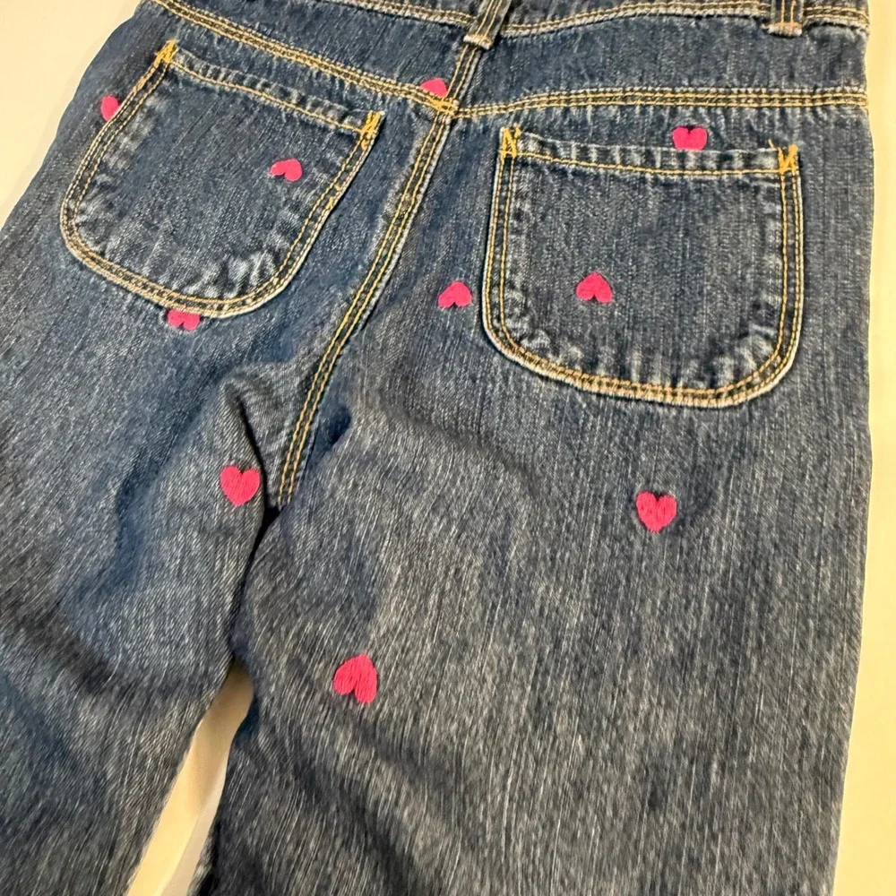 Oshkosh Bgosh Denim Heart Embroidered Vestbak Overalls Girls 24 m 2t Outfit